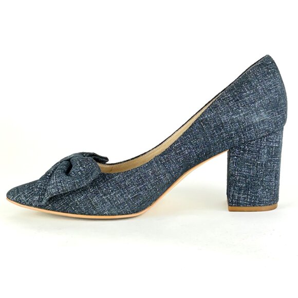 Kate Spade New York Blue Tweed Bow Block Heel Pumps - Size 8M - 2020 - Picture 5 of 10